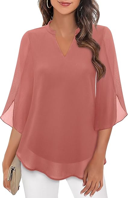 Arabella | Women's Flowy Chiffon V-Neck Petal Sleeve Blouse