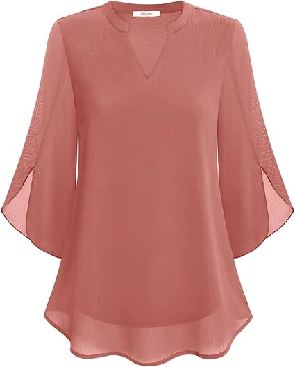 Arabella | Women's Flowy Chiffon V-Neck Petal Sleeve Blouse