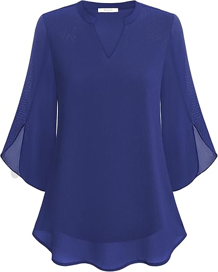 Arabella | Women's Flowy Chiffon V-Neck Petal Sleeve Blouse