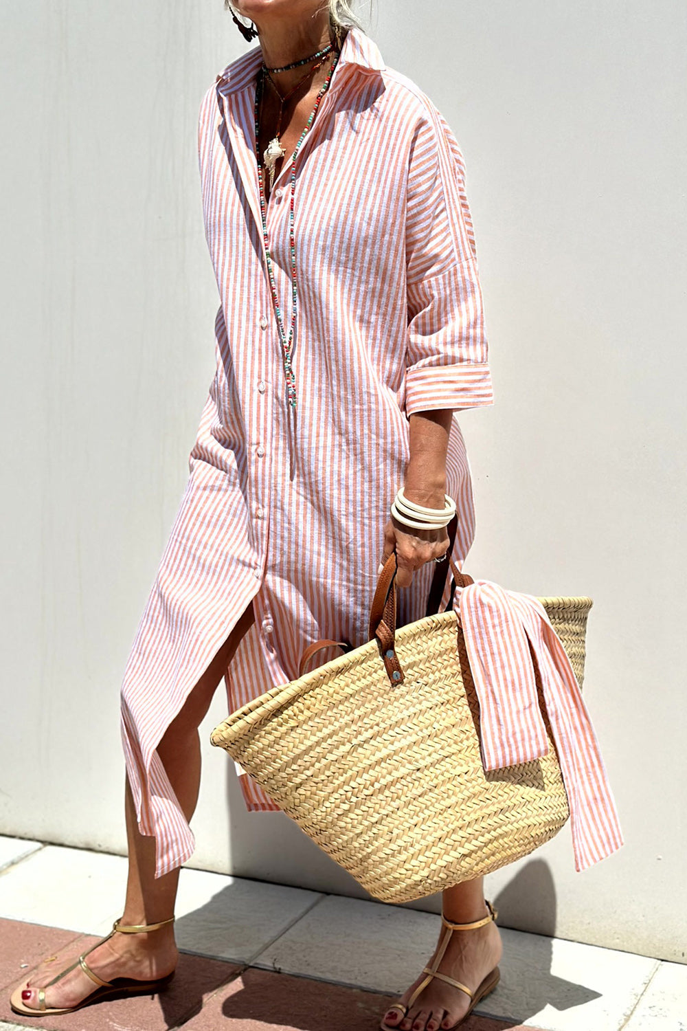 Arabella | Women's Timeless Striped V-Neck Shirt Dress