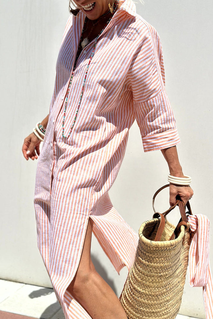 Arabella | Women's Timeless Striped V-Neck Shirt Dress