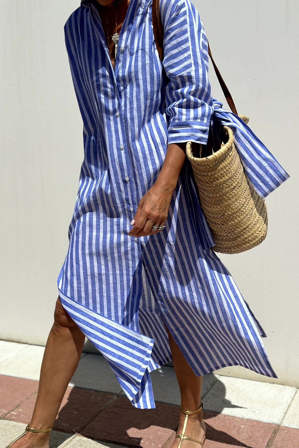 Arabella | Women's Timeless Striped V-Neck Shirt Dress