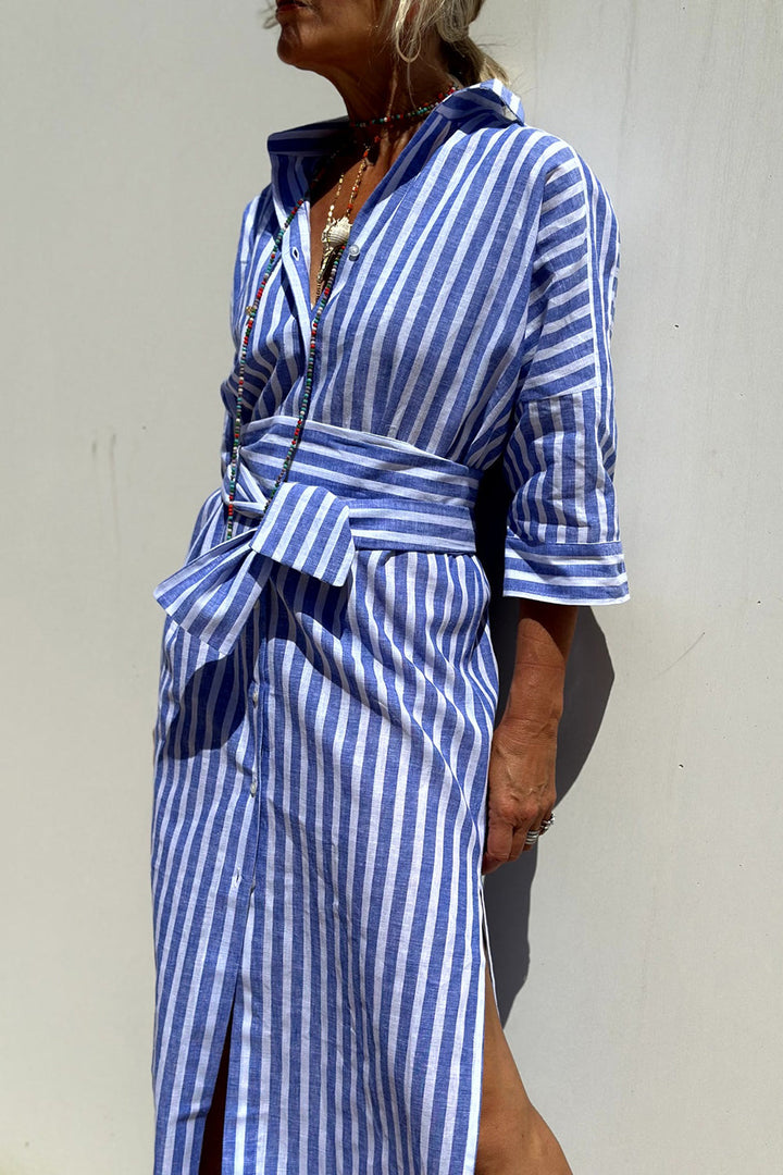 Arabella | Women's Timeless Striped V-Neck Shirt Dress