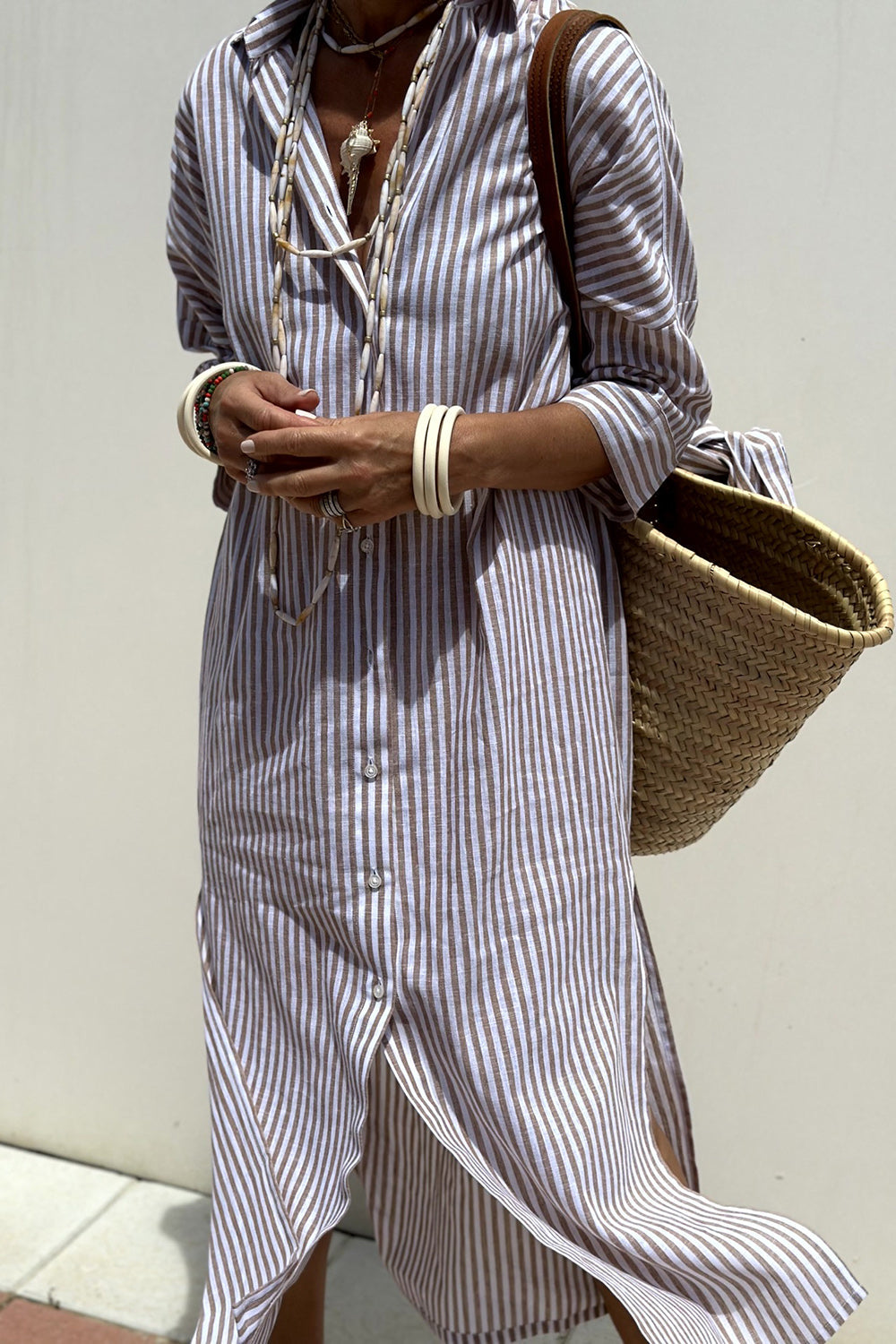 Arabella | Women's Timeless Striped V-Neck Shirt Dress