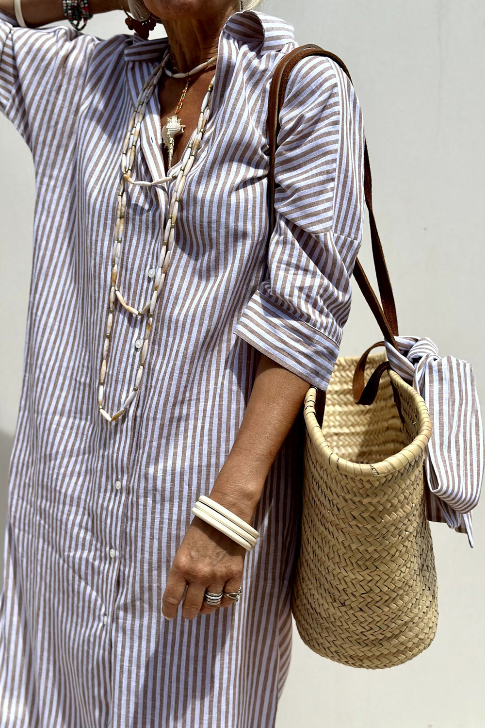 Arabella | Women's Timeless Striped V-Neck Shirt Dress