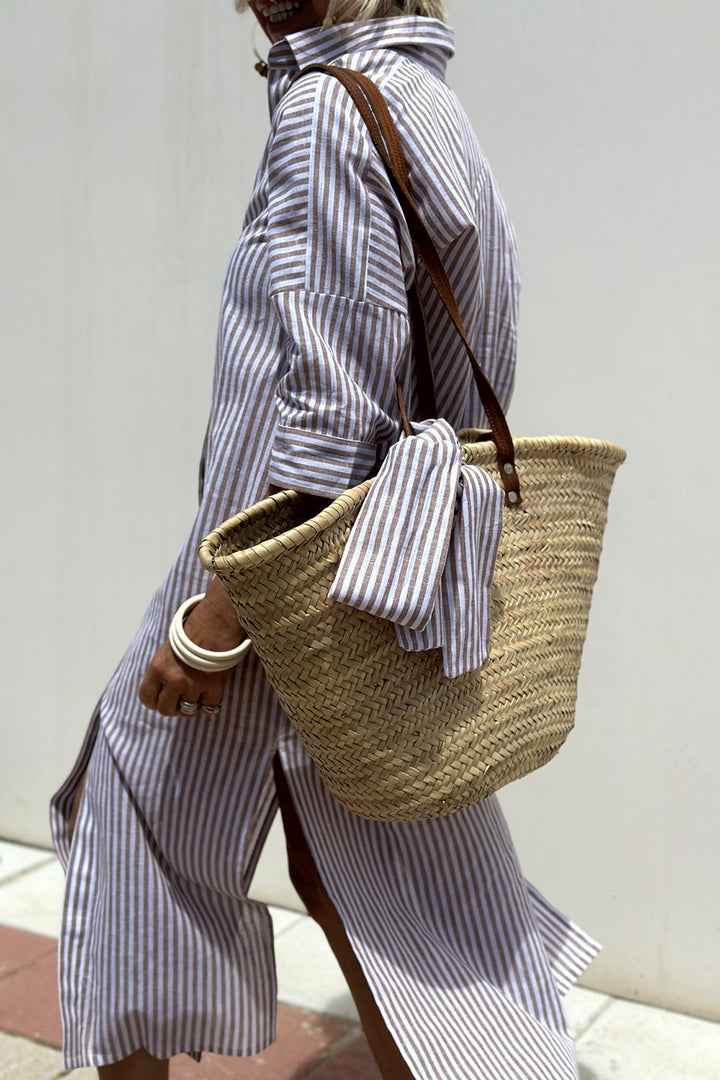 Arabella | Women's Timeless Striped V-Neck Shirt Dress
