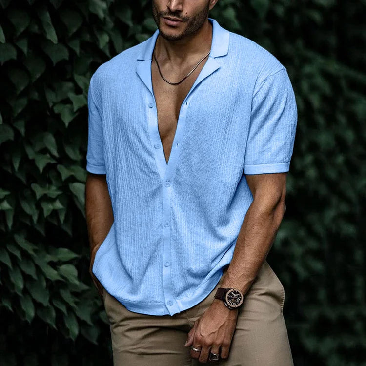Ari | Men's Textured Cuban Collar Lightweight Summer Shirt