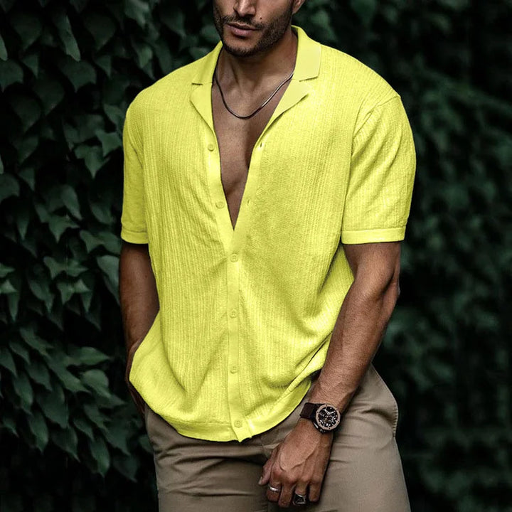 Ari | Men's Textured Cuban Collar Lightweight Summer Shirt