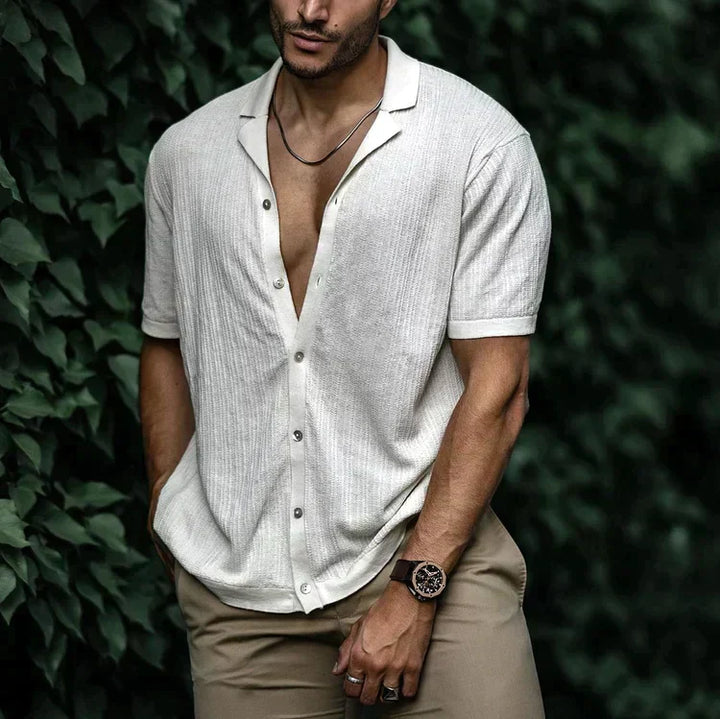 Ari | Men's Textured Cuban Collar Lightweight Summer Shirt