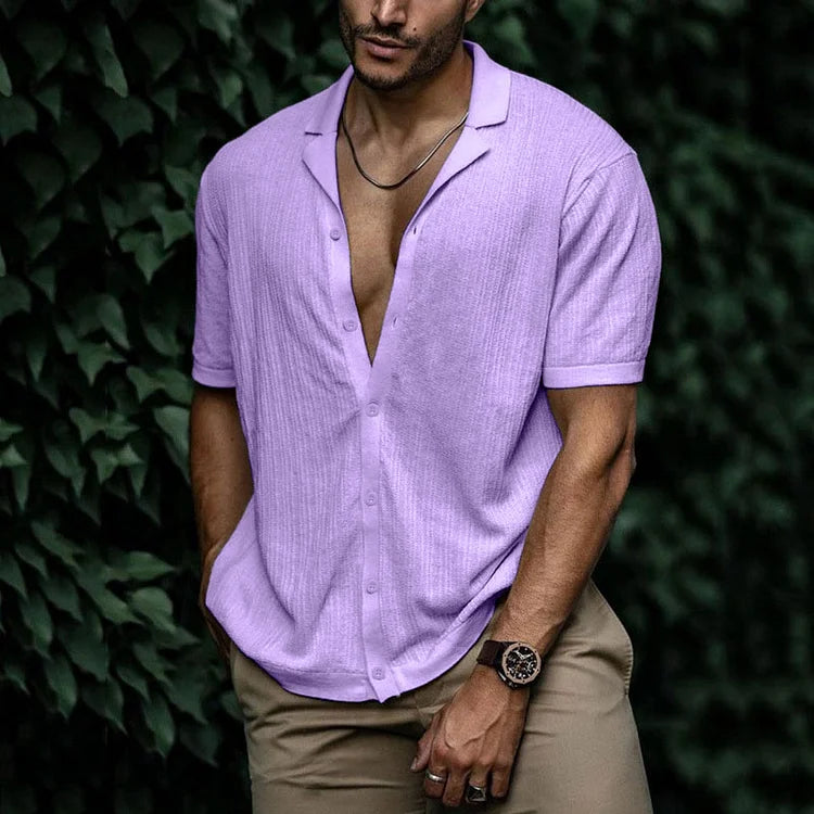 Ari | Men's Textured Cuban Collar Lightweight Summer Shirt