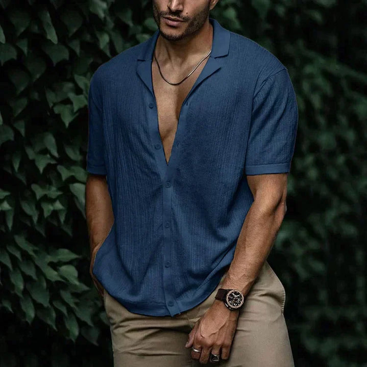 Ari | Men's Textured Cuban Collar Lightweight Summer Shirt