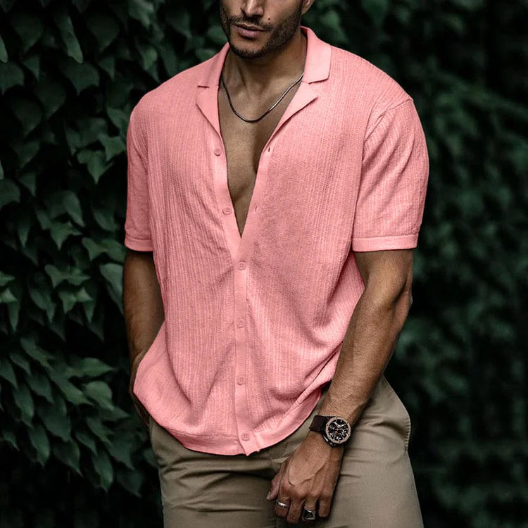 Ari | Men's Textured Cuban Collar Lightweight Summer Shirt