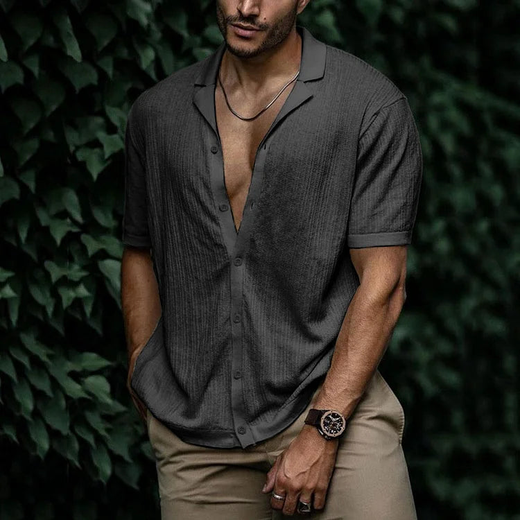 Ari | Men's Textured Cuban Collar Lightweight Summer Shirt