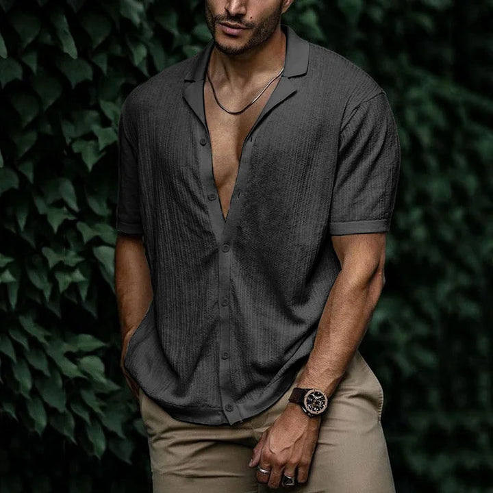 Ari | Men's Textured Cuban Collar Lightweight Summer Shirt
