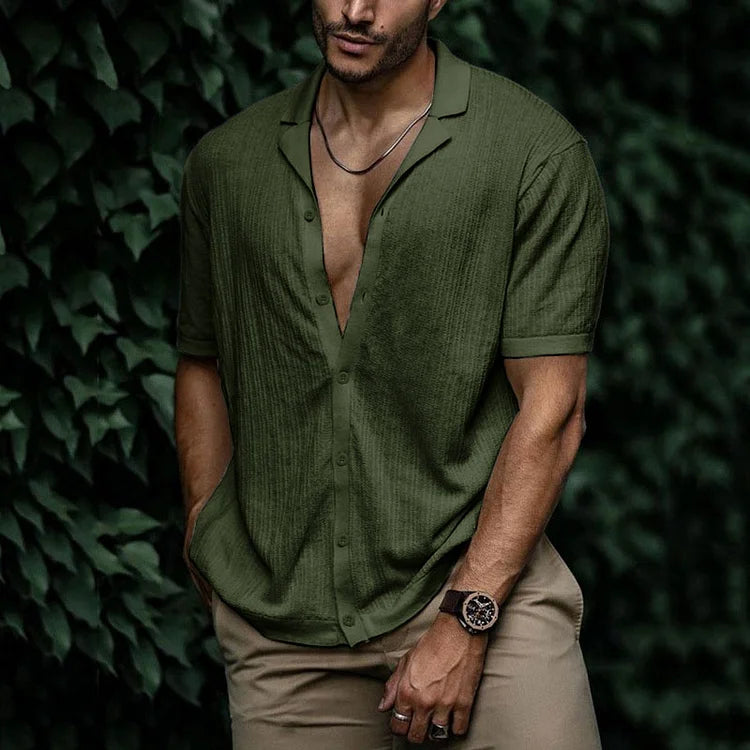 Ari | Men's Textured Cuban Collar Lightweight Summer Shirt