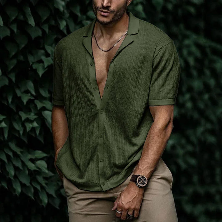 Ari | Men's Textured Cuban Collar Lightweight Summer Shirt