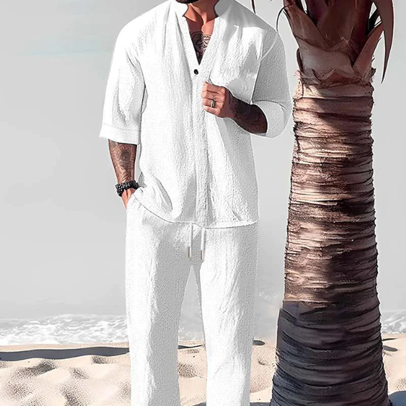 Arnold | Men's Cotton-Linen Two-Piece Casual Shirt and Pants Set