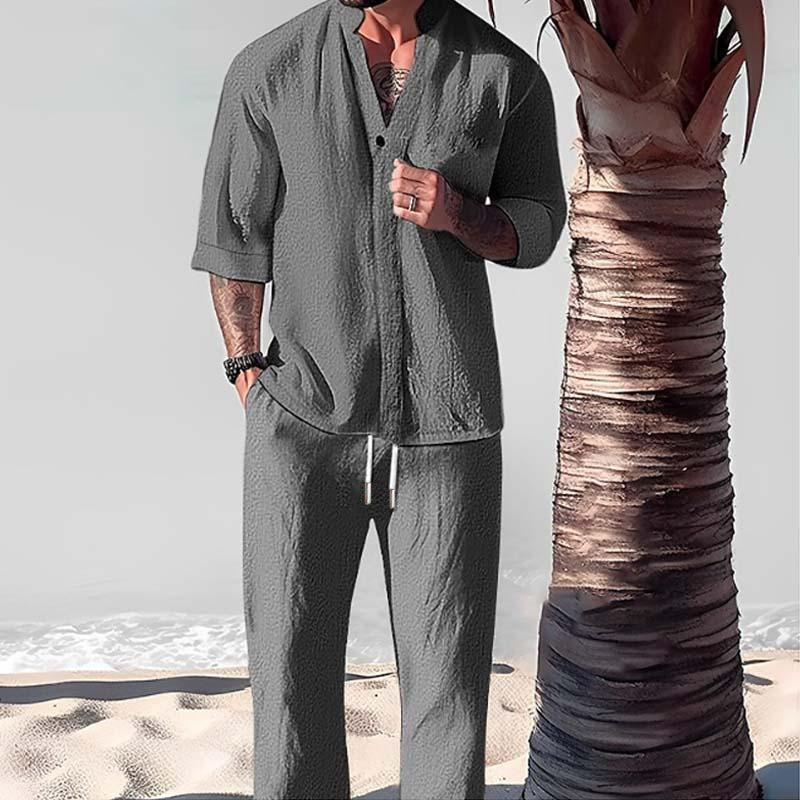 Arnold | Men's Cotton-Linen Two-Piece Casual Shirt and Pants Set