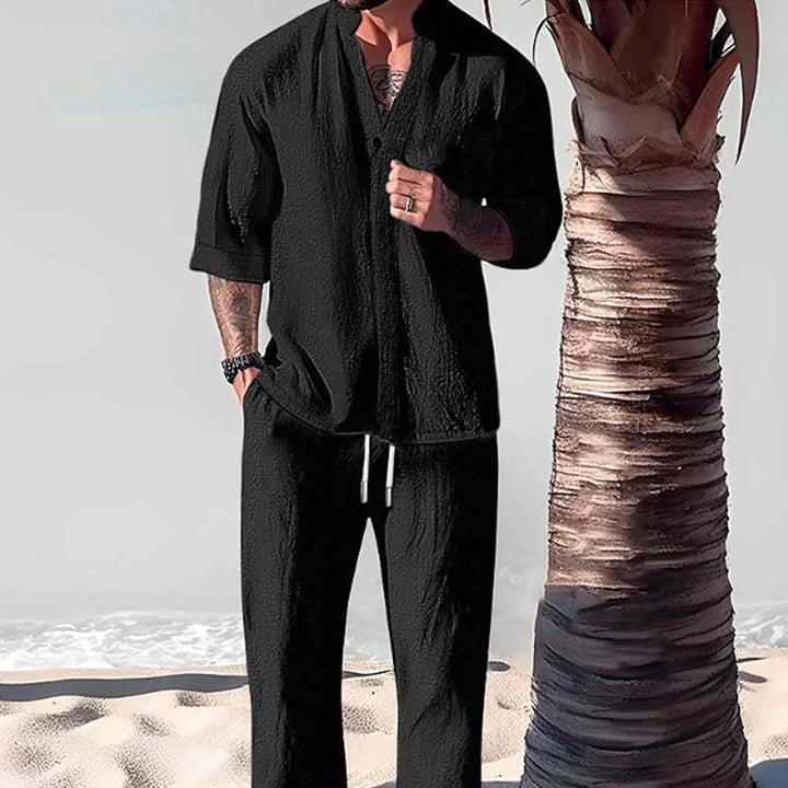 Arnold | Men's Cotton-Linen Two-Piece Casual Shirt and Pants Set