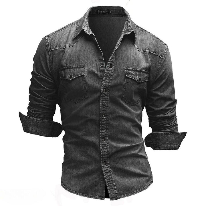 Ash | Men's Vintage Wash Western Denim Shirt with Pockets