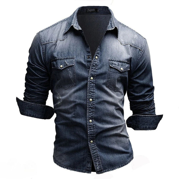 Ash | Men's Vintage Wash Western Denim Shirt with Pockets