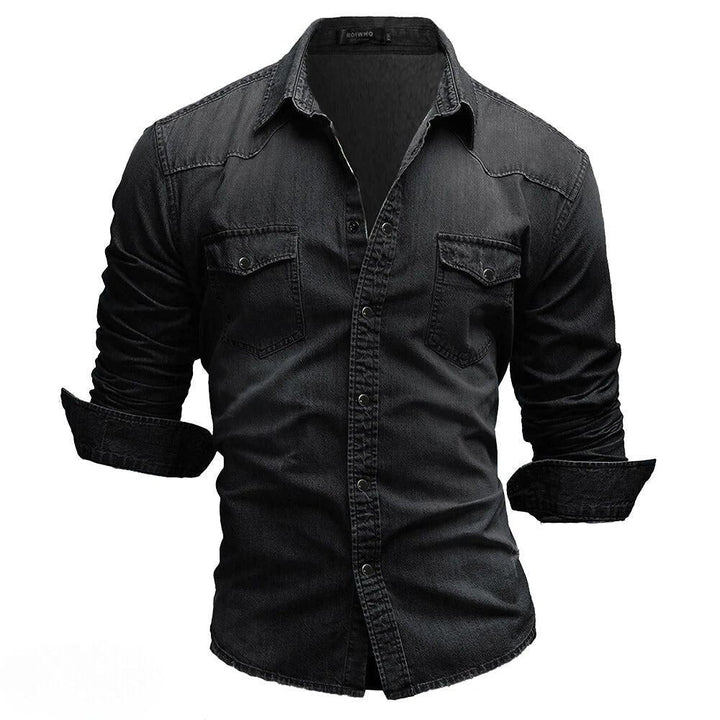 Ash | Men's Vintage Wash Western Denim Shirt with Pockets
