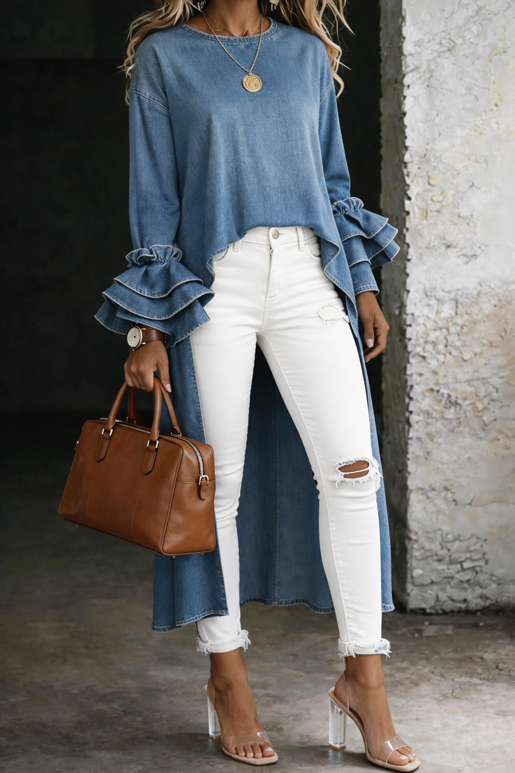 Ashley | Women's Casual V Neck Three-Quarter Sleeve Shirt Top