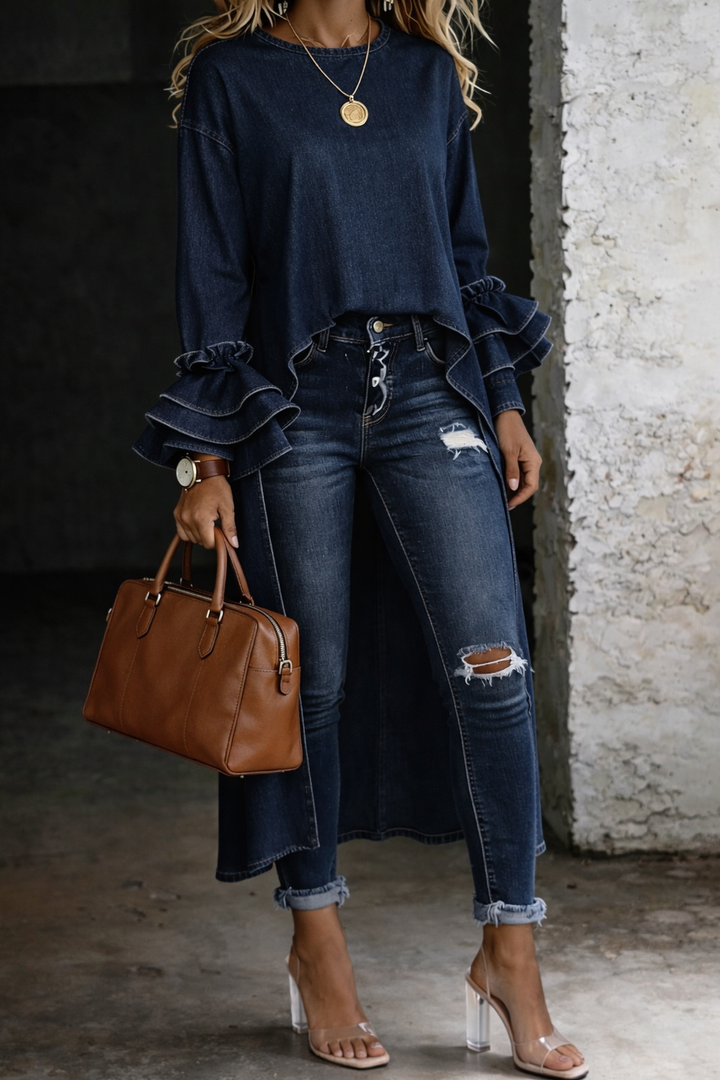 Ashley | Women's Casual V Neck Three-Quarter Sleeve Shirt Top