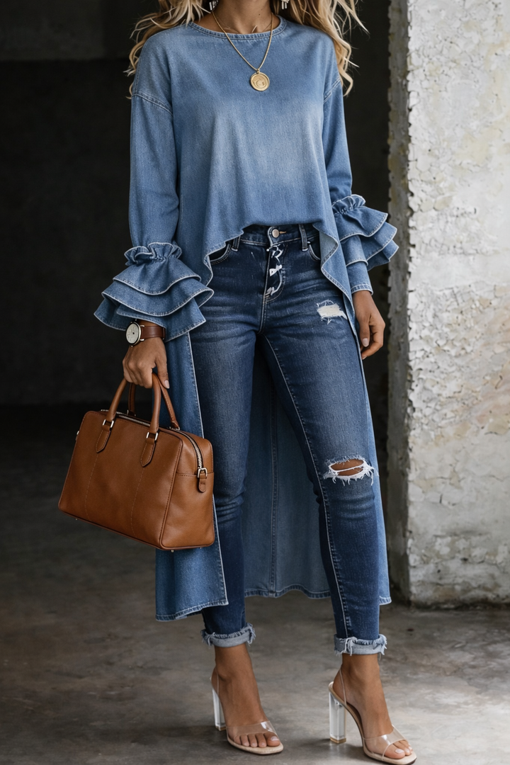 Ashley | Women's Casual V Neck Three-Quarter Sleeve Shirt Top