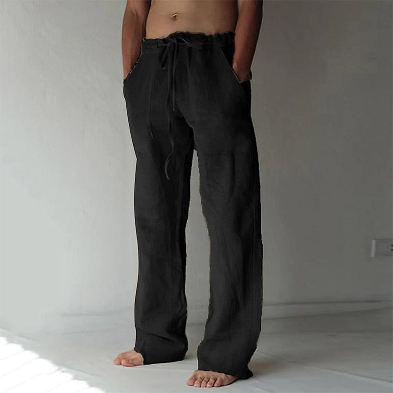 Men's Casual Pants with Linen Fabric