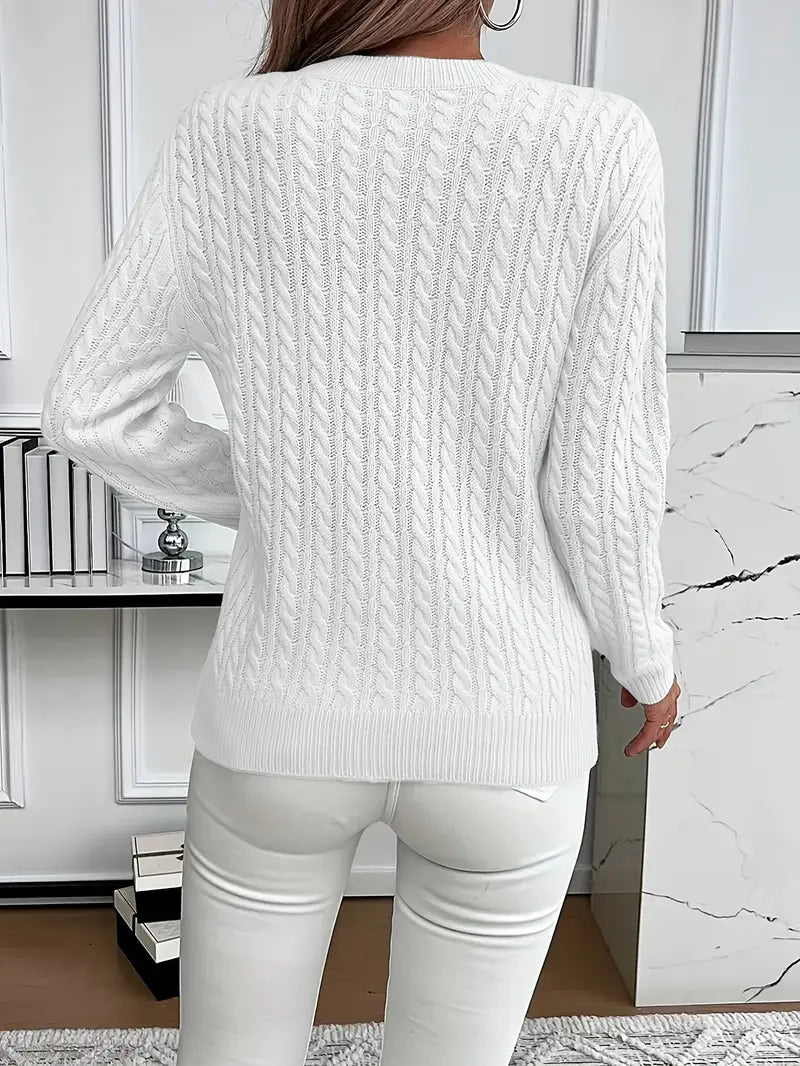 Isaline | Women's Cable Crew Neck Sweater