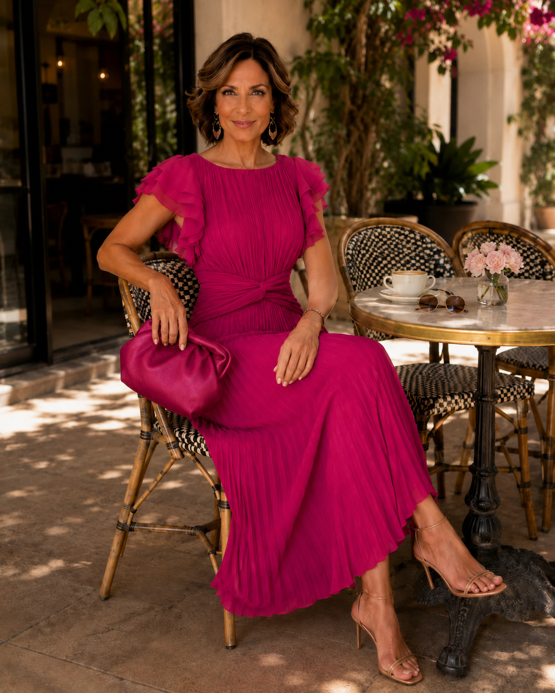 Beatrice | Women's Classic Pleated Flutter-Sleeve Midi Dress