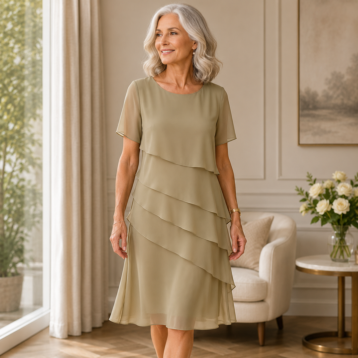 Beatrix | Women's Flowing Layered Ruffle Midi Dress