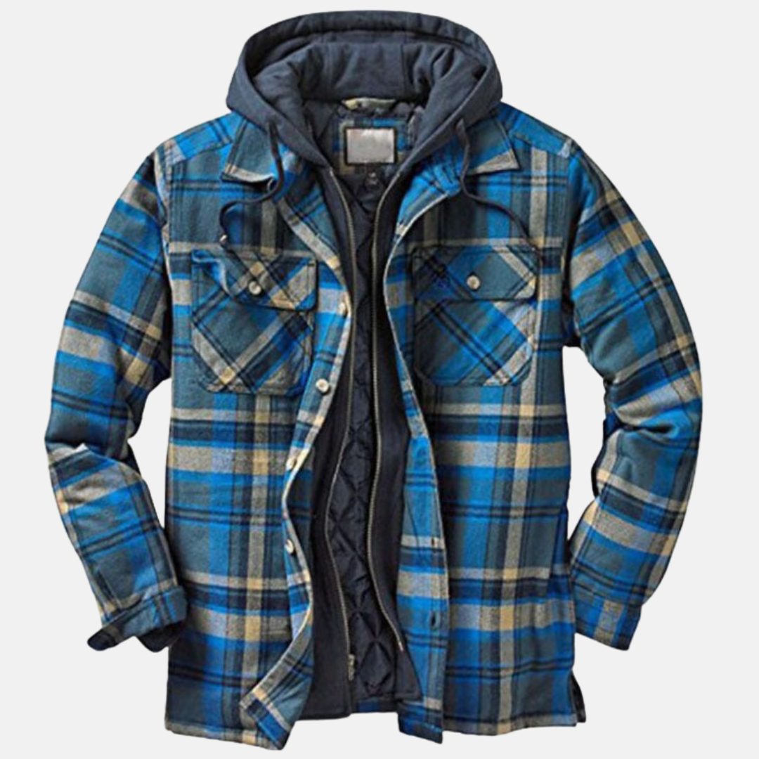 Bennett | Men's Plaid Hooded Zip-Front Layered Shirt