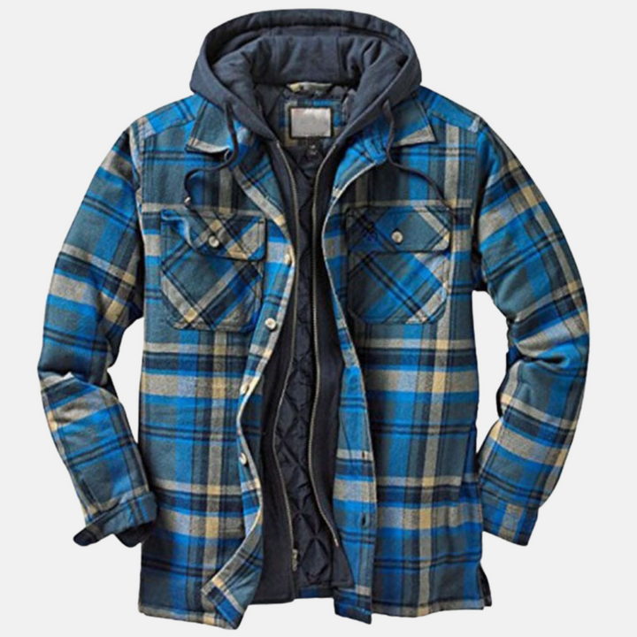 Bennett | Men's Plaid Hooded Zip-Front Layered Shirt