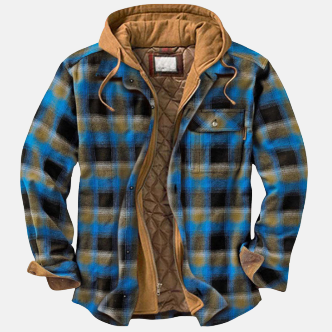 Bennett | Men's Plaid Hooded Zip-Front Layered Shirt