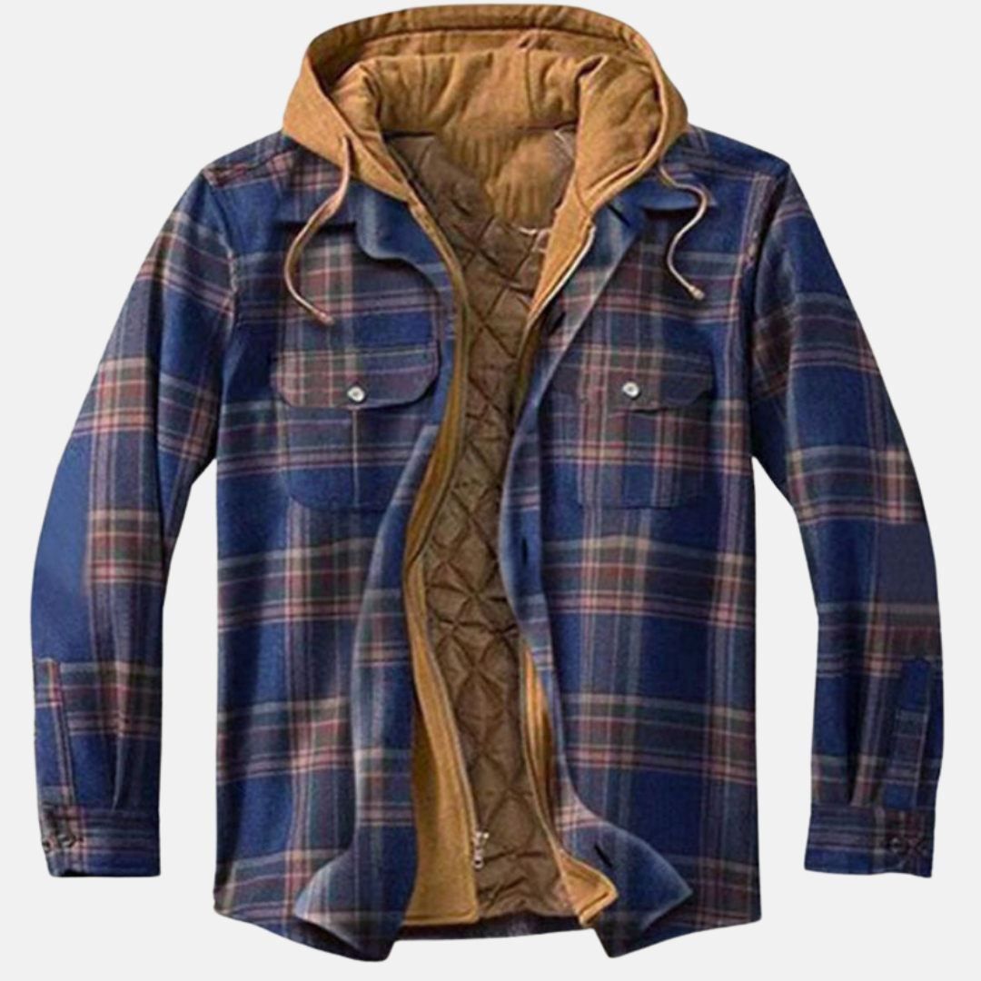 Bennett | Men's Plaid Hooded Zip-Front Layered Shirt