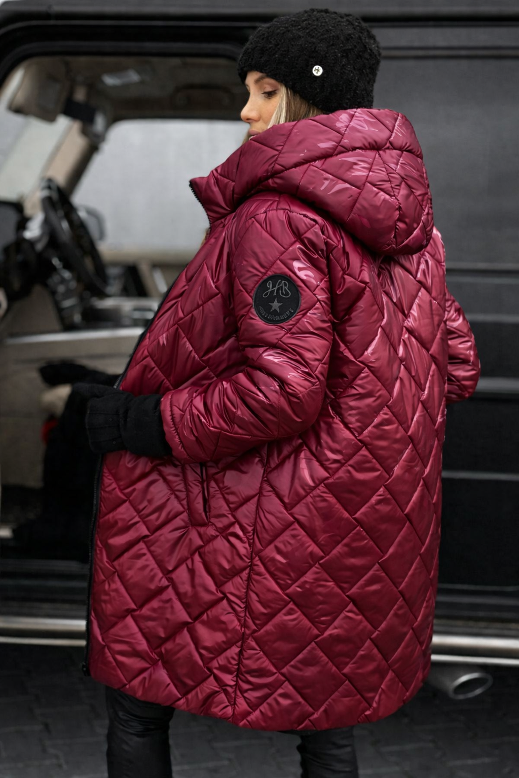 Marthe | Women's Longline Diamond-Quilted Hooded Coat