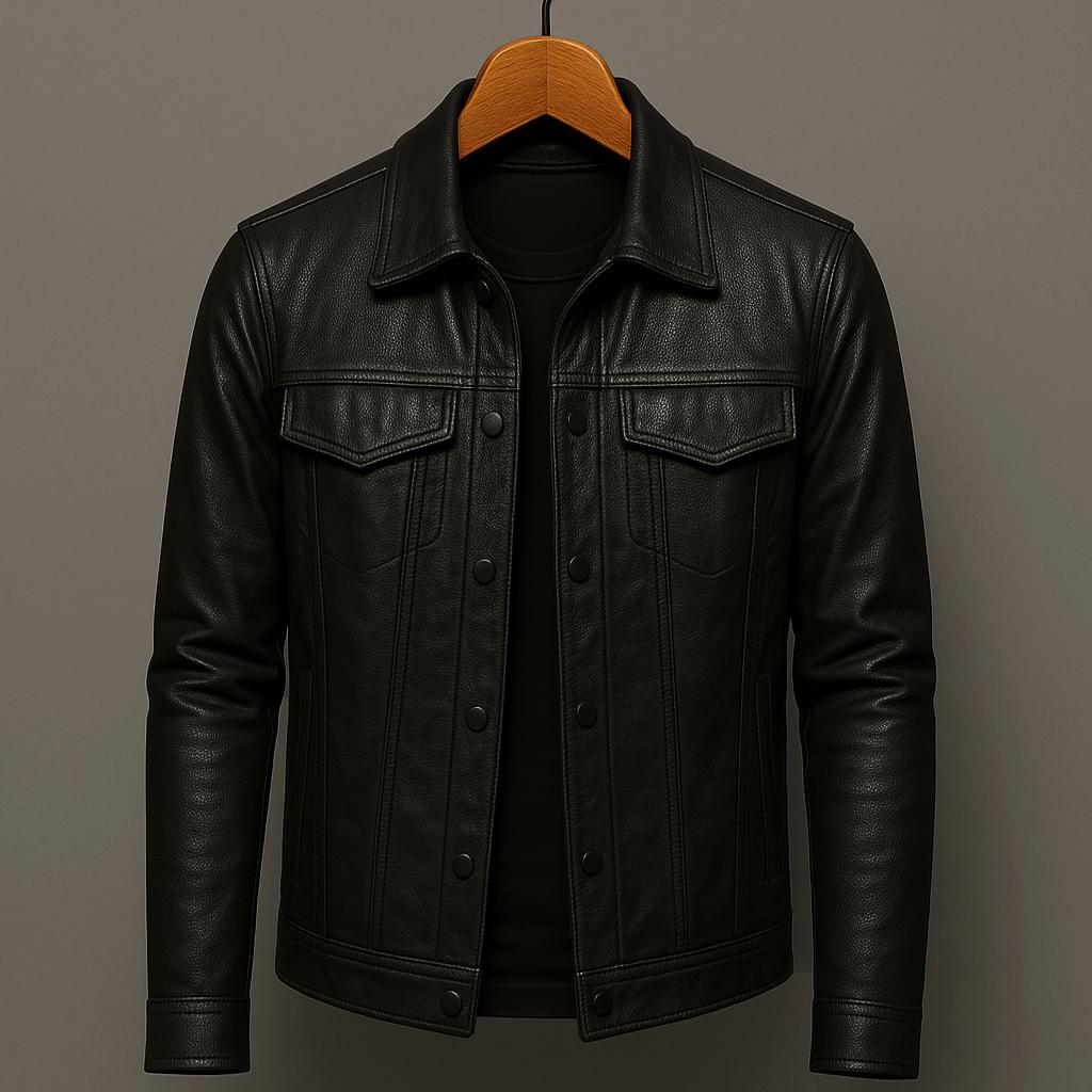Men's Snap-Front Stand Collar Jacket with Chest Pockets and Shoulder Epaulets