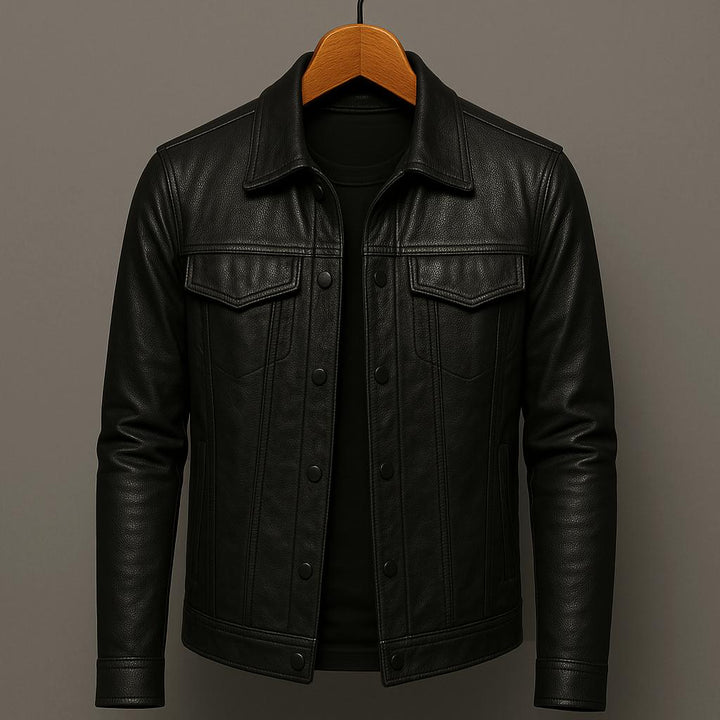 Men's Snap-Front Stand Collar Jacket with Chest Pockets and Shoulder Epaulets