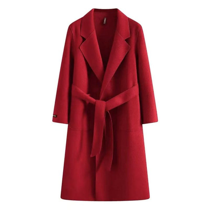Maud | Women's Belted Longline Coat with Notch Lapel and Patch Pockets