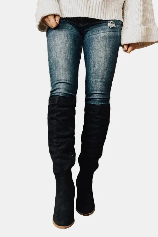 Hilda | Women's Over-the-Knee Slouch Boots with Block Heel
