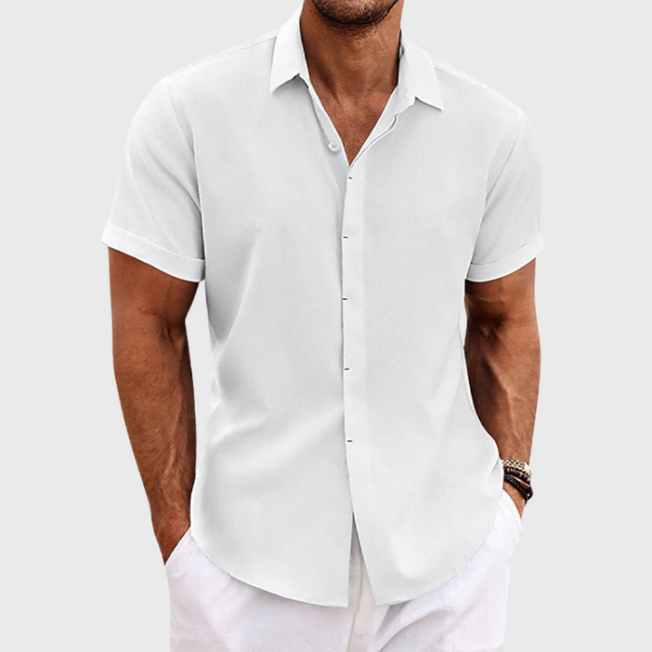 Bowen | Men's Short Sleeve Spread Collar Linen Blend Shirt
