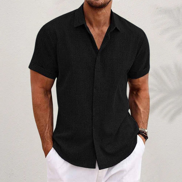 Bowen | Men's Short Sleeve Spread Collar Linen Blend Shirt