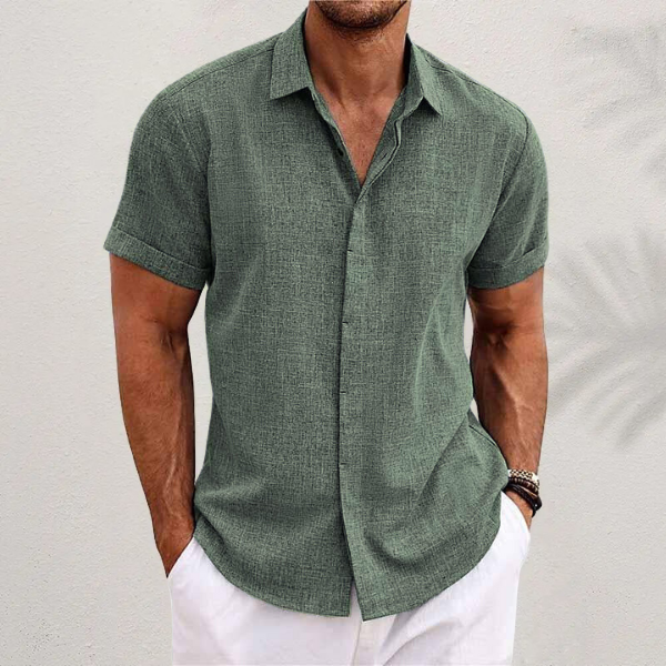 Bowen | Men's Short Sleeve Spread Collar Linen Blend Shirt