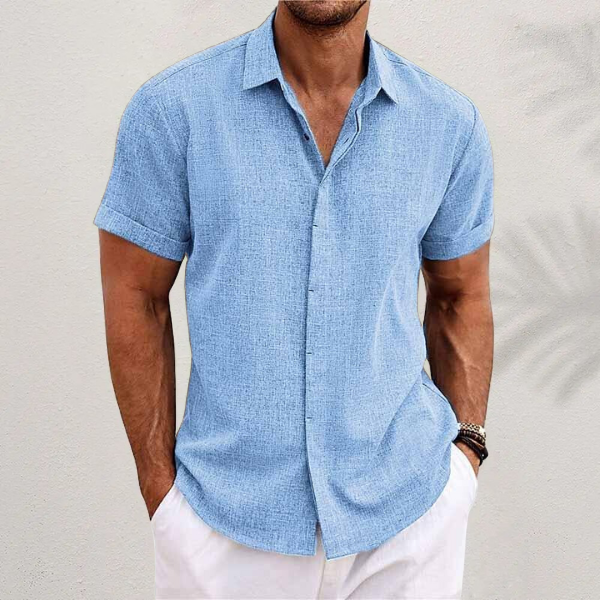 Bowen | Men's Short Sleeve Spread Collar Linen Blend Shirt
