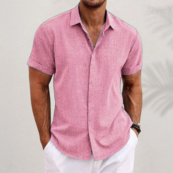 Bowen | Men's Short Sleeve Spread Collar Linen Blend Shirt