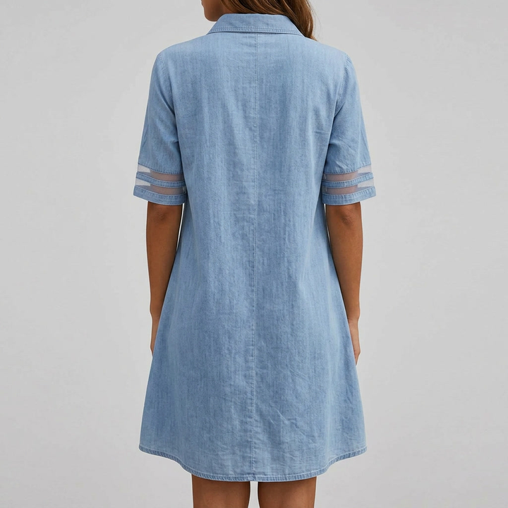 Brittany | Women's Relaxed Figure-Flattering Denim Midi Dress