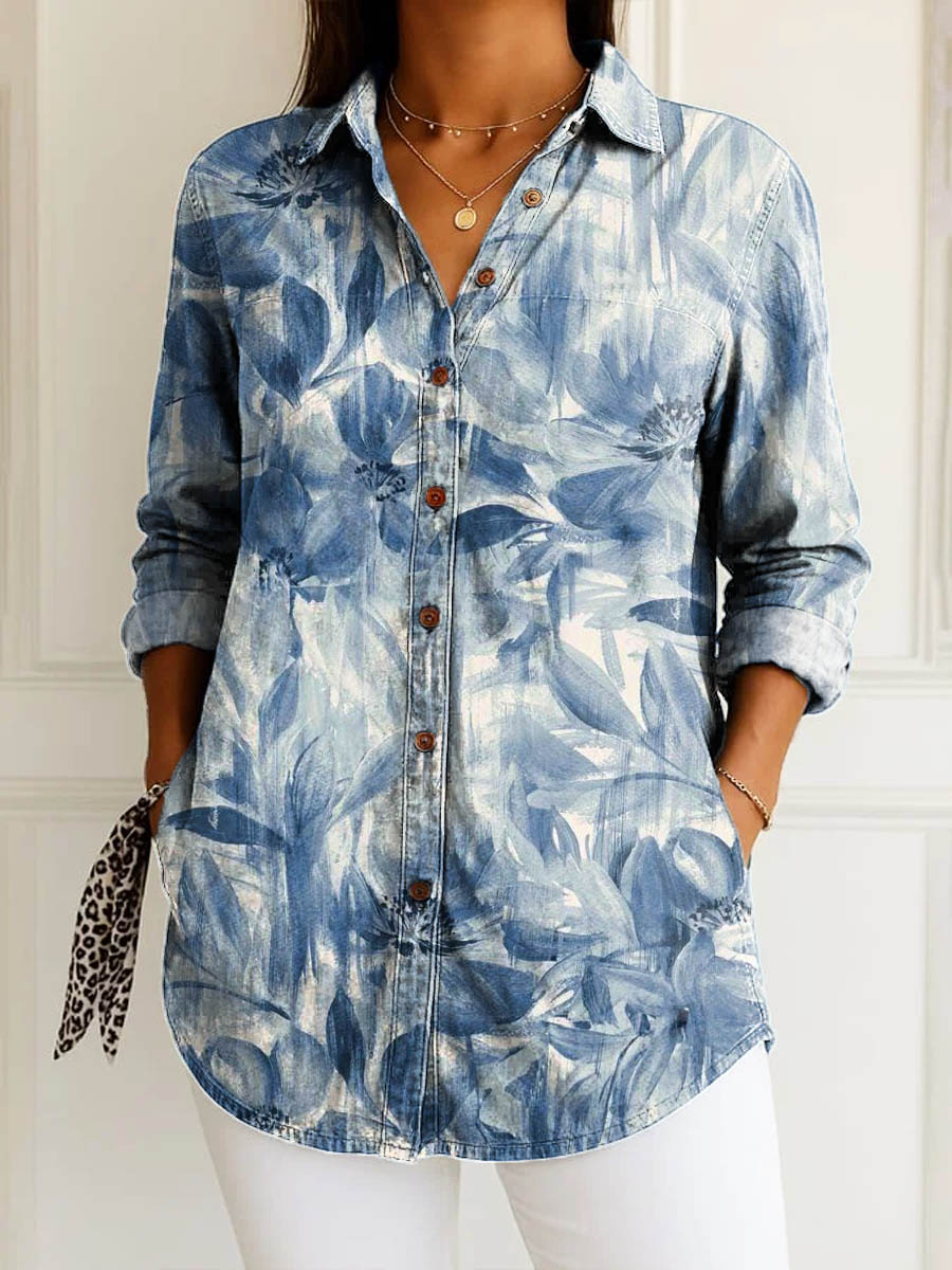 Liva | Shirt in Blue Blossom