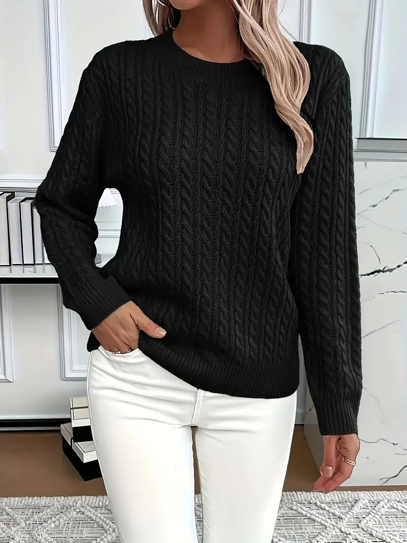 Isaline | Women's Cable Crew Neck Sweater